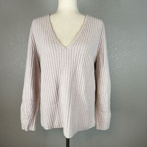 Line The Label Oversize V-Neck Chunky Sweater Size XS Blush Pink Wool Cashmere